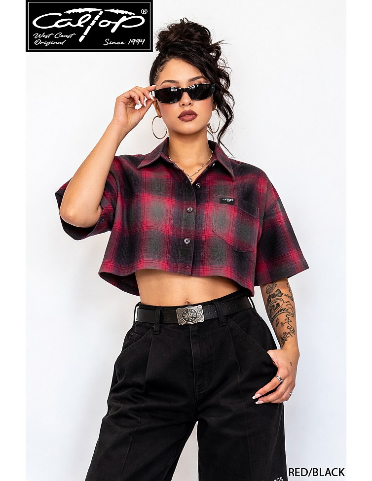 2000 S/S Girls Crop Tops : RED-BLACK